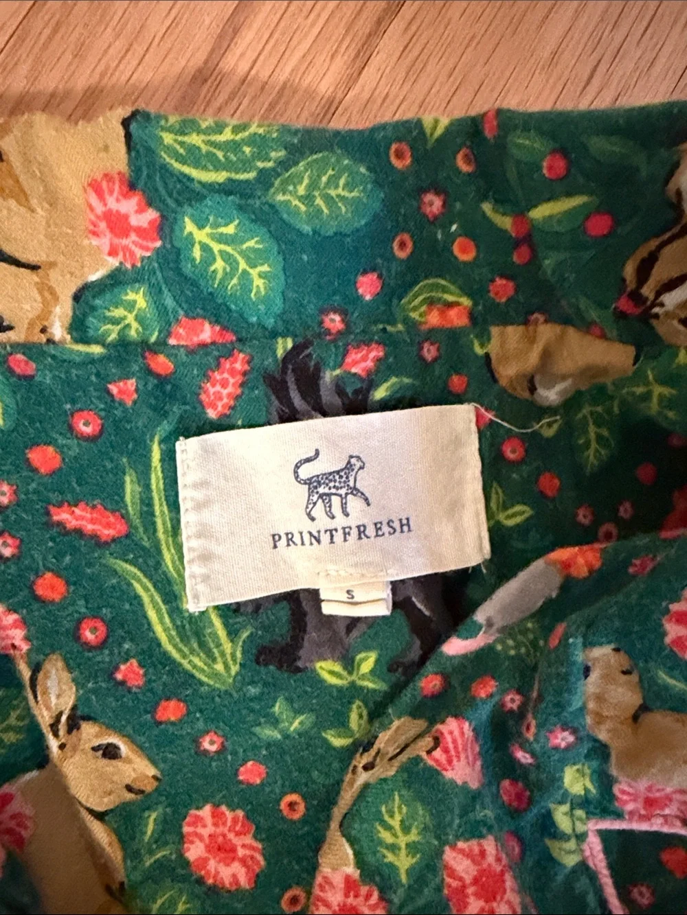 Printfresh Green Forest Animal Print Women's Pajama Set - Picture 2 of 2
